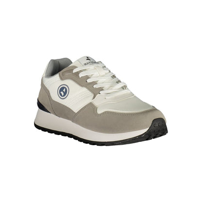 Athletic Sneakers by Navigare for men in polyester & polyurethane gray, white & print features an stately silhouette, showcasing the signature athletic style of the Men's Athletic Polyester & Polyurethane Sneakers collection with a truly stately finish.