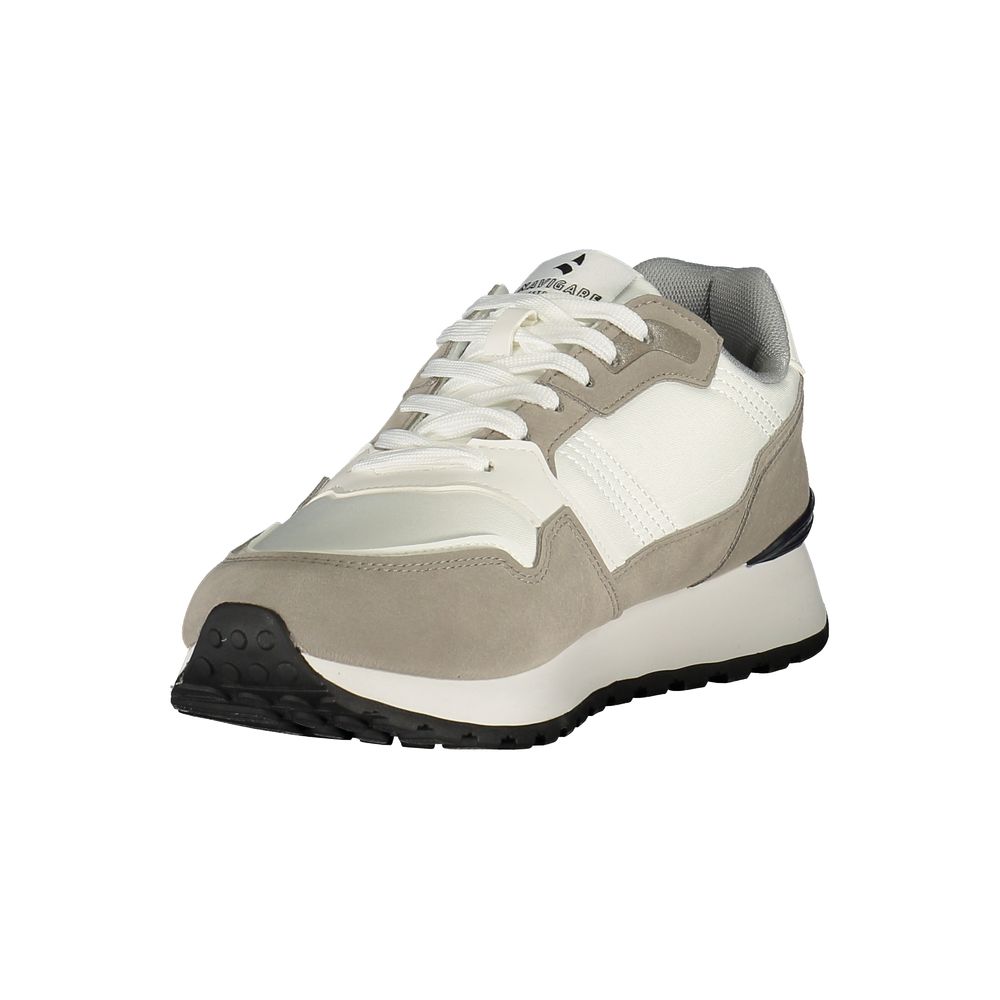 Athletic Sneakers by Navigare for men in polyester & polyurethane gray, white & print features an architectural silhouette from the Men's Athletic Polyester & Polyurethane Sneakers collection, showcasing a architectural athletic style for a architectural look.