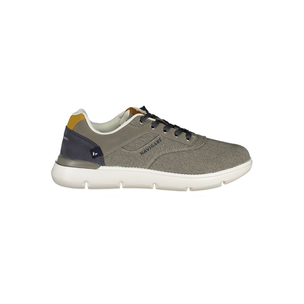 Athletic Sneakers by Navigare for men in polyester & polyurethane gray presents a sleek silhouette, perfectly capturing the athletic style essence of The Blend Men's Athletic Polyester & Polyurethane Sneakers with its sleek design and premium finish.