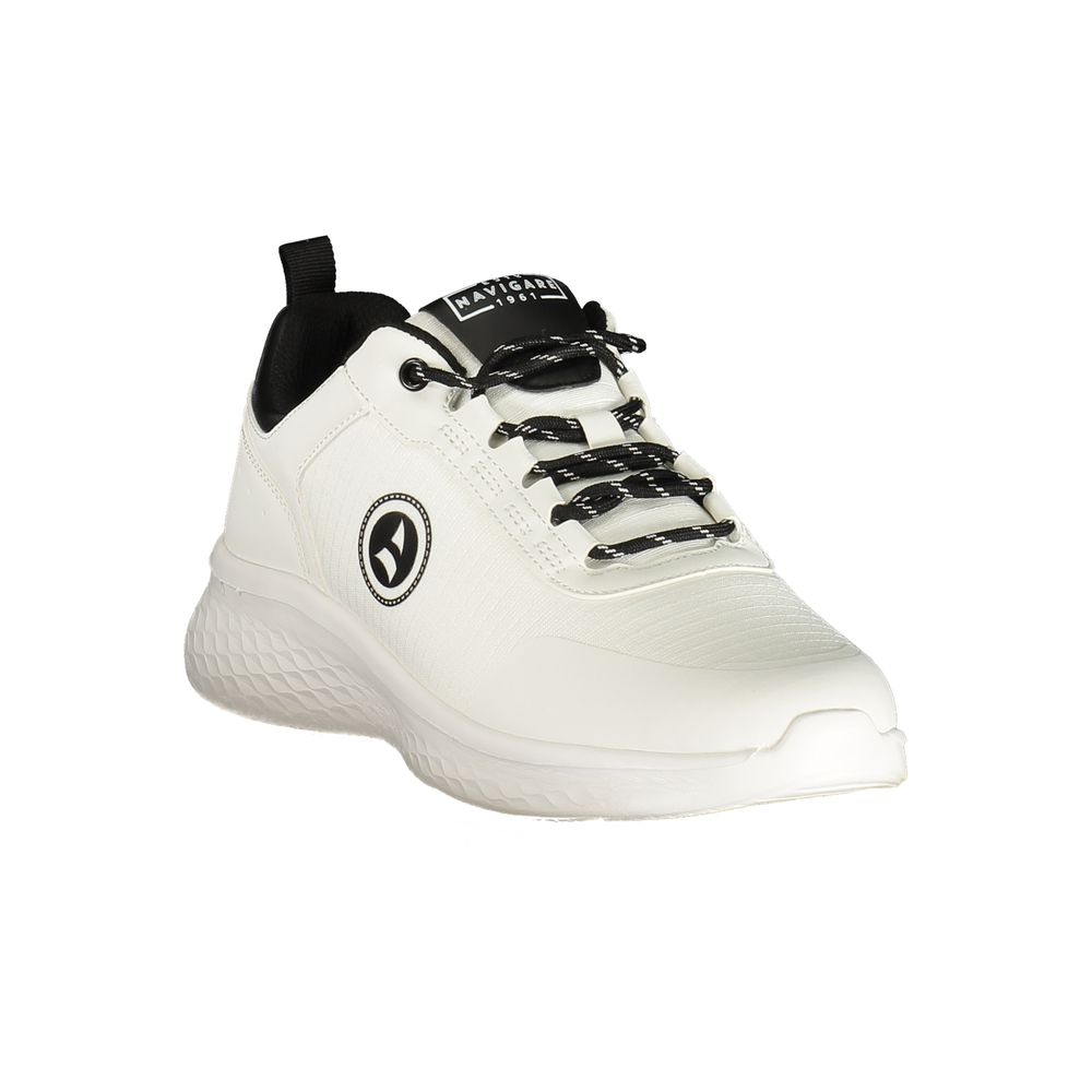 Athletic Sneakers by Navigare for men in polyester & polyurethane black, white & print features an architectural silhouette from the Men's Athletic Polyester & Polyurethane Sneakers collection, showcasing a architectural athletic style for a architectural look.