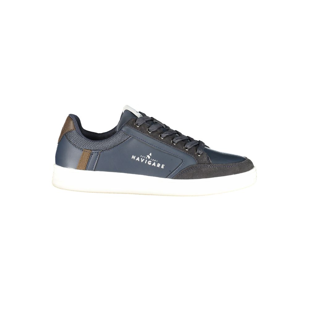 Athletic Sneakers by Navigare for men in polyester & polyurethane blue features an architectural silhouette from the Men's Athletic Polyester & Polyurethane Sneakers collection, showcasing a architectural athletic style for a architectural look.