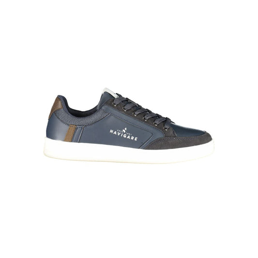 Athletic Sneakers by Navigare for men in polyester & polyurethane blue features an architectural silhouette from the Men's Athletic Polyester & Polyurethane Sneakers collection, showcasing a architectural athletic style for a architectural look.