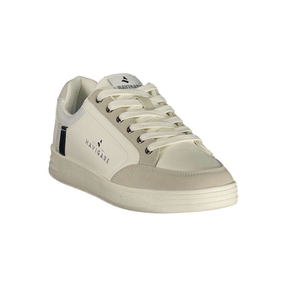 Athletic Sneakers by Navigare for men in polyester & polyurethane white & print showcases an impeccable silhouette, defined by an impeccable athletic style design that perfectly captures the essence of the Men's Athletic Polyester & Polyurethane Sneakers.