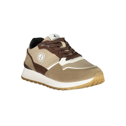Athletic Sneakers by Navigare for men in polyester & polyurethane brown showcases a architectural silhouette, artfully capturing the essence of the Men's Athletic Polyester & Polyurethane Sneakers with its signature architectural athletic style construction.