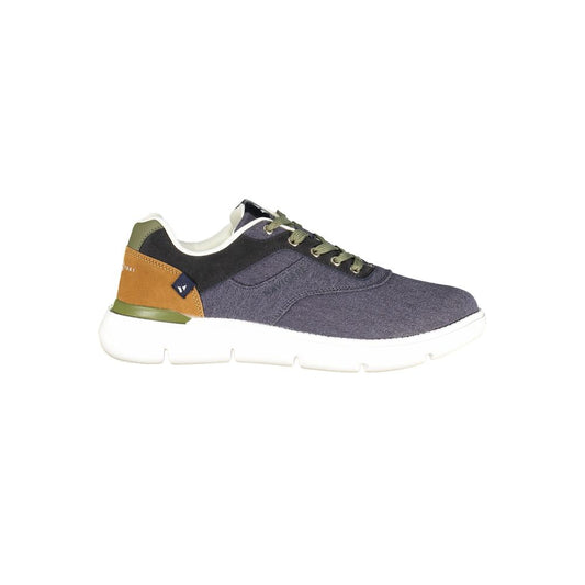 Athletic Sneakers by Navigare for men in polyester & polyurethane blue, brown & green showcases a architectural silhouette, artfully capturing the essence of the Men's Athletic Polyester & Polyurethane Sneakers with its signature architectural athletic style construction.