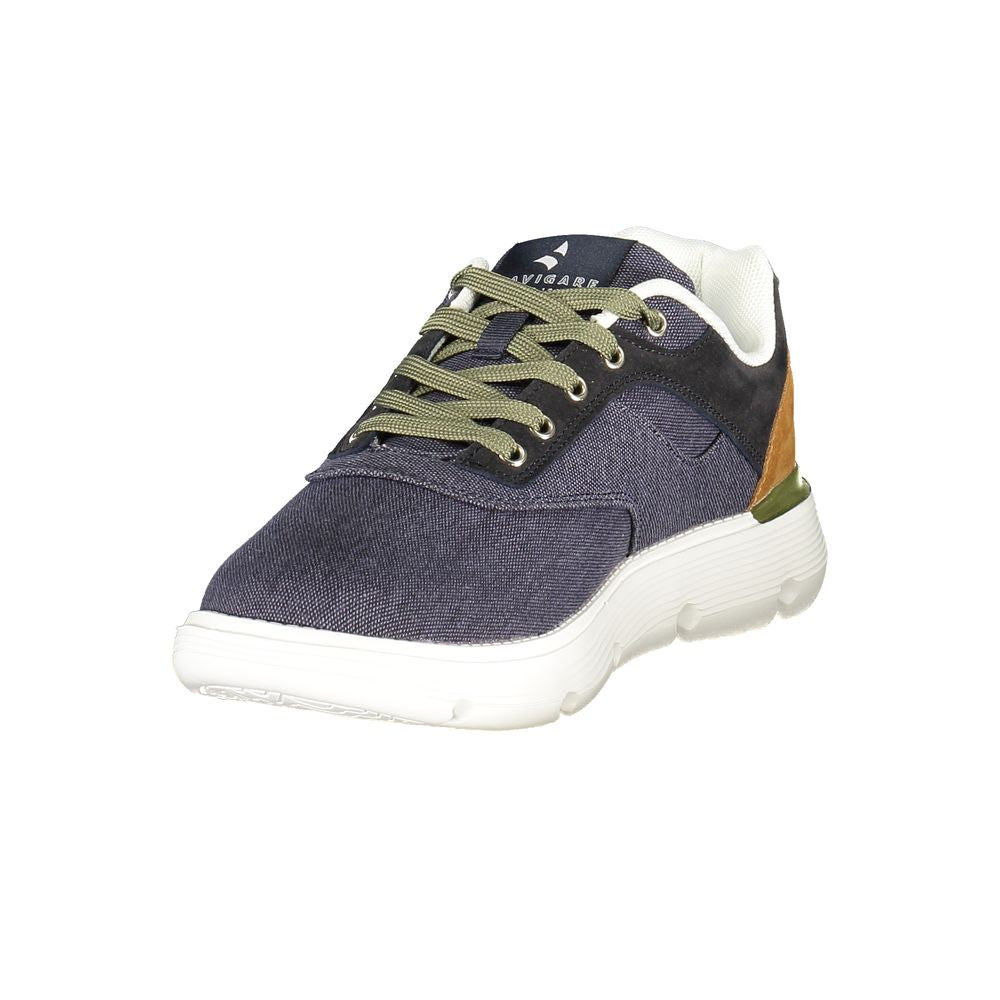 Athletic Sneakers by Navigare for men in polyester & polyurethane blue, brown & green presents a sleek silhouette, perfectly capturing the athletic style essence of Men's Athletic Polyester & Polyurethane Sneakers with its sleek design and premium finish.