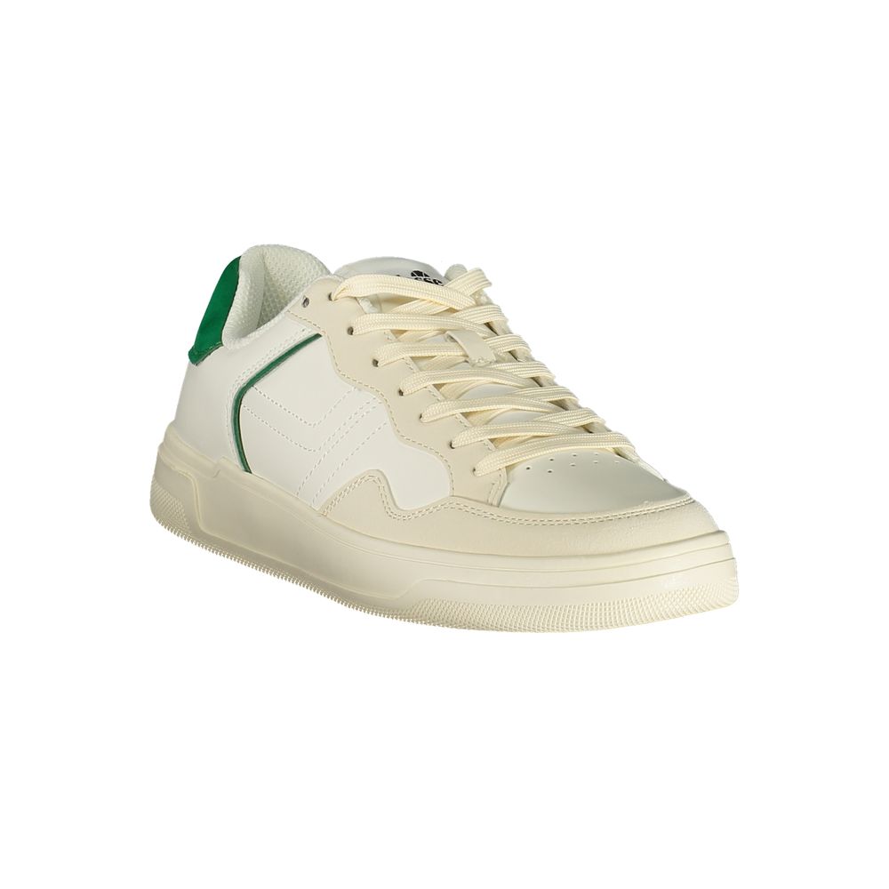 Athletic Sneakers by Ellesse for men in polyester & polyurethane green & white presents a sleek silhouette, perfectly capturing the athletic style essence of Crisp Men's Athletic Polyester & Polyurethane Sneakers with its sleek design and premium finish.
