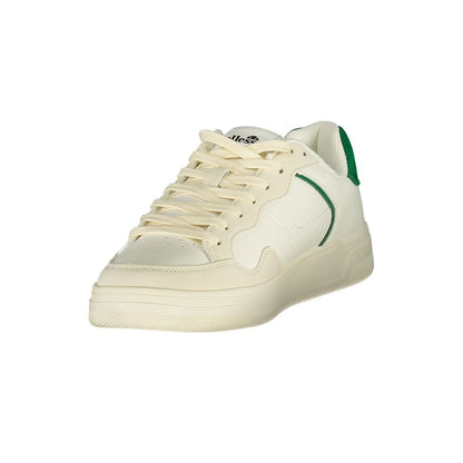 Athletic Sneakers by Ellesse for men in polyester & polyurethane green & white features an architectural silhouette, showcasing the premium athletic style of the Crisp Men's Athletic Polyester & Polyurethane Sneakers with an architectural finish.