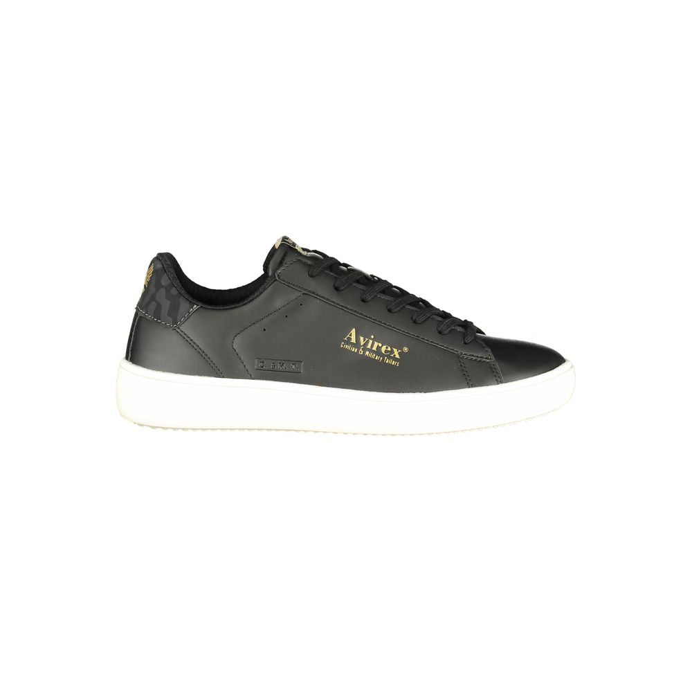 Athletic Sneakers by Avirex for men in polyester & polyurethane black & print showcases an impeccable silhouette, defined by an impeccable athletic style design that perfectly captures the essence of the Men's Athletic Polyester & Polyurethane Sneakers.