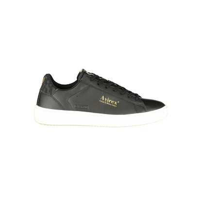 Athletic Sneakers by Avirex for men in polyester & polyurethane black & print showcases an impeccable silhouette, defined by an impeccable athletic style design that perfectly captures the essence of the Men's Athletic Polyester & Polyurethane Sneakers.