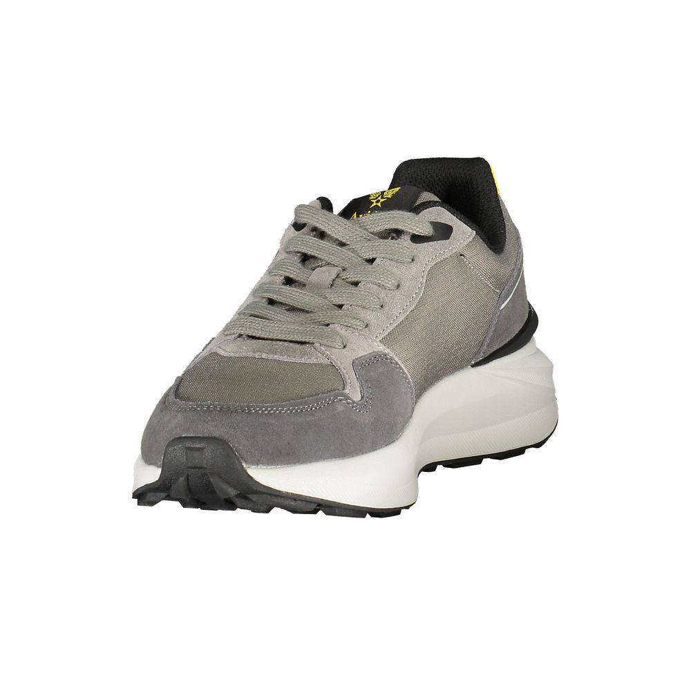 Athletic Sneakers Avirex men polyester polyurethane leather gray & yellow featuring a avant-garde Men's Athletic Polyester Polyurethane Leather Sneakers design with a avant-garde athletic style for a refined finish.