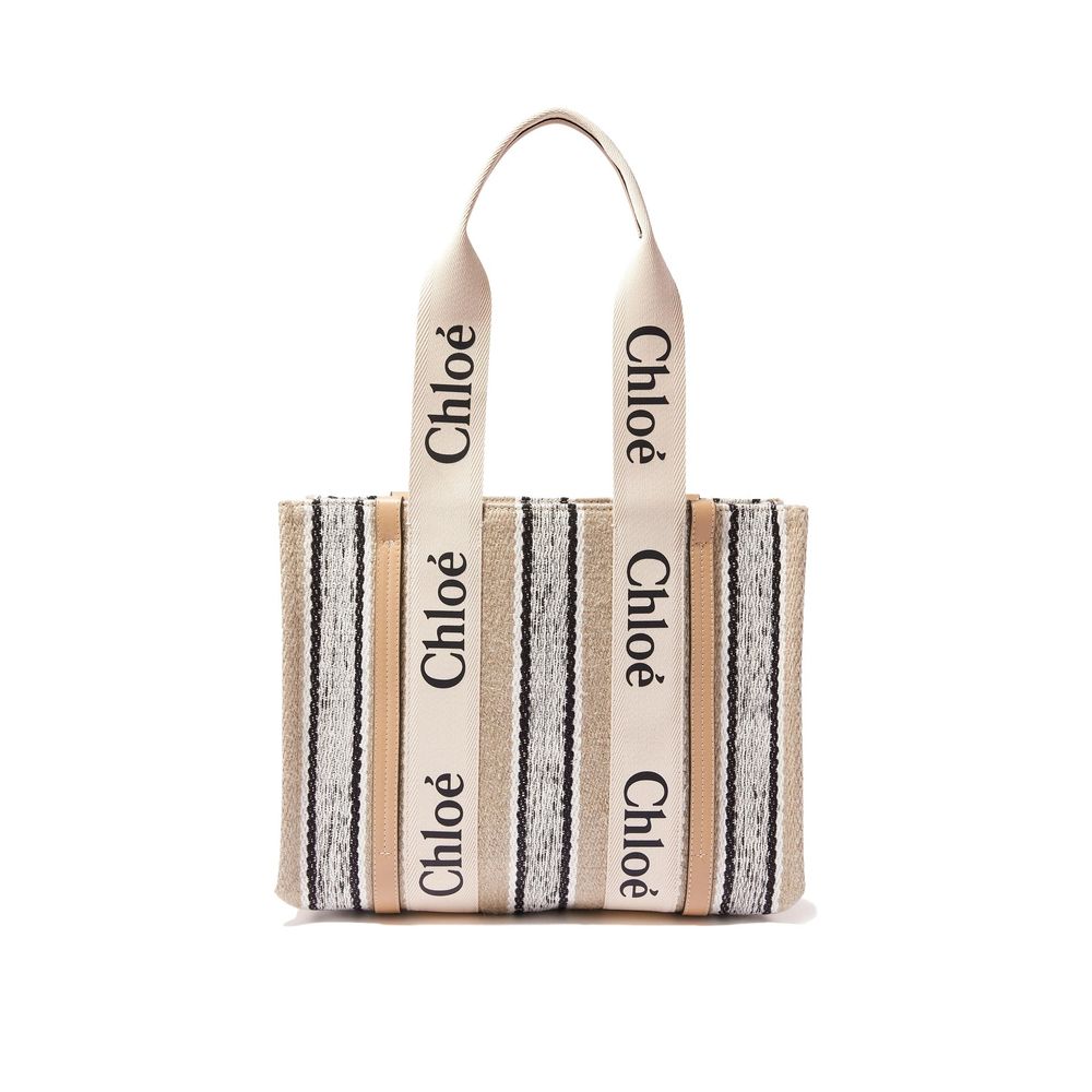 Large Tote Bag by Chloé for women in linen beige & signature features an jet-set-ready silhouette, showcasing the Linen Large Tote Bag design with a secure , ample , and versatile handle.