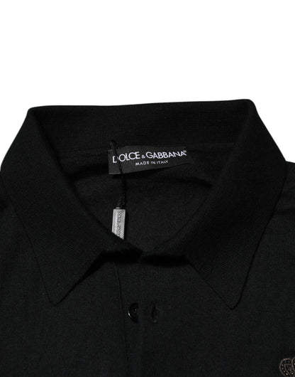 Dolce & Gabbana Black Crest Long Sleeve Men Pullover Sweater