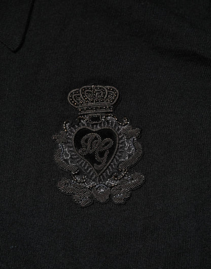 Dolce & Gabbana Black Crest Long Sleeve Men Pullover Sweater