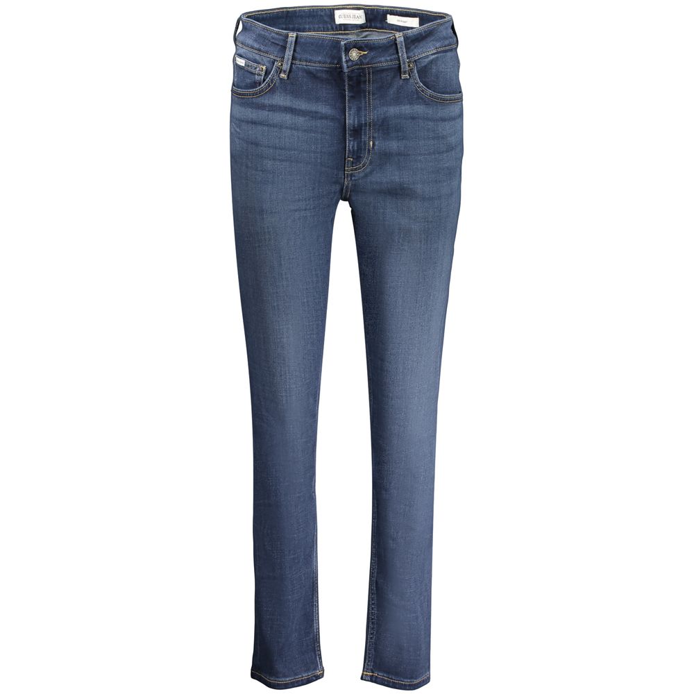 Jeans by Guess Jeans for women in stretch denim cotton blue presents a tailored silhouette, showcasing a tailored skinny and long cut with a refined for a truly tailored aesthetic.