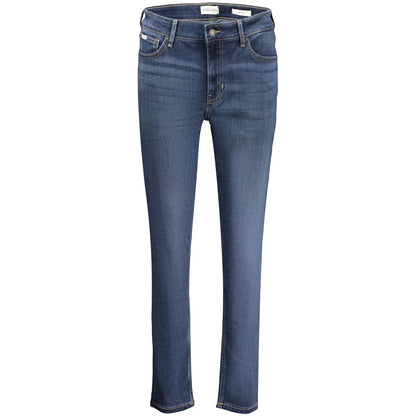 Jeans by Guess Jeans for women in stretch denim cotton blue presents a tailored silhouette, showcasing a tailored skinny and long cut with a refined for a truly tailored aesthetic.