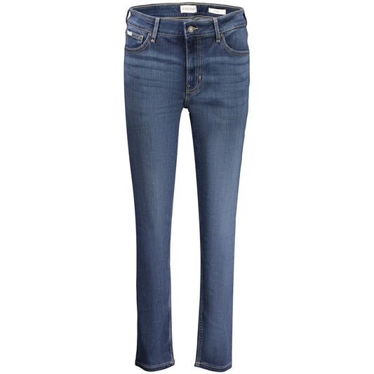 Jeans by Guess Jeans for women in stretch denim cotton blue presents a tailored silhouette, showcasing a tailored skinny and long cut with a refined for a truly tailored aesthetic.