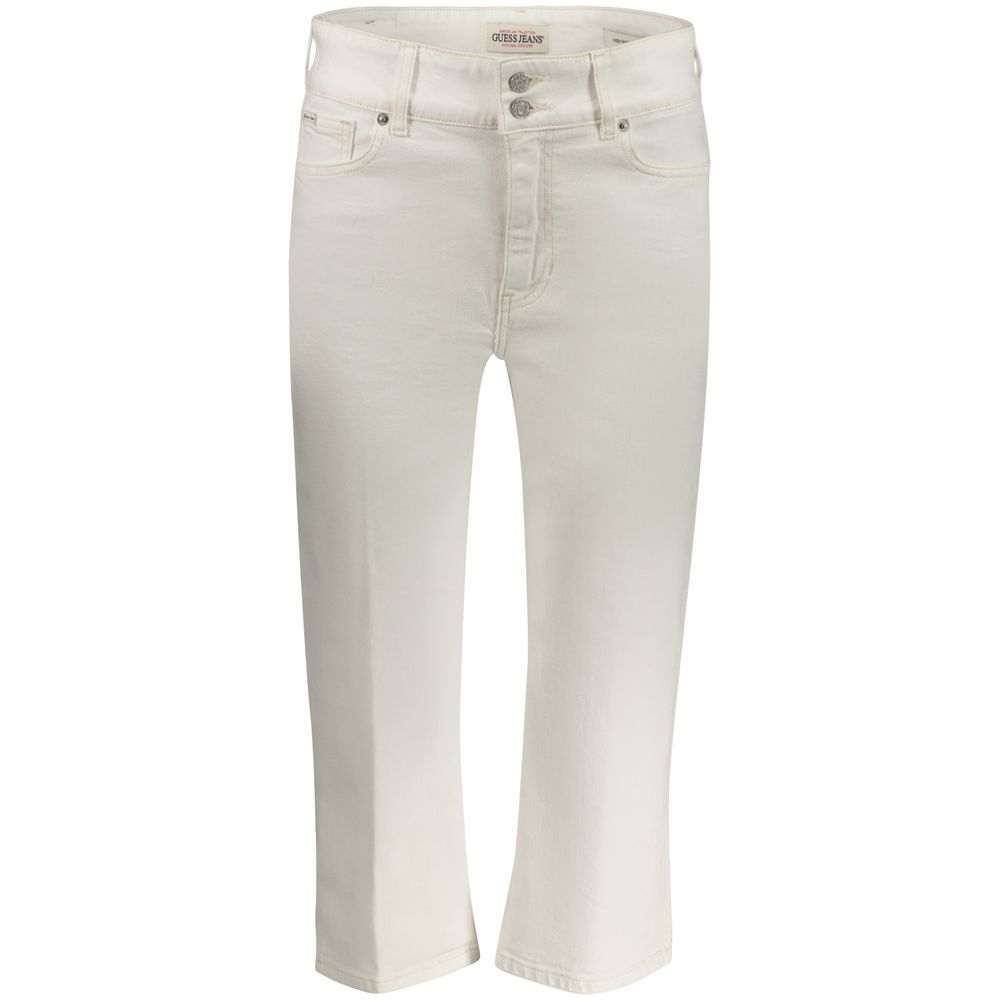 Jeans by Guess Jeans for women in stretch denim cotton white presents a refined pantology silhouette, artfully defined by a refined pantology cropped, cropped, and a sophisticated .