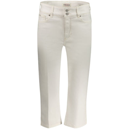 Jeans by Guess Jeans for women in stretch denim cotton white presents a refined pantology silhouette, artfully defined by a refined pantology cropped, cropped, and a sophisticated .