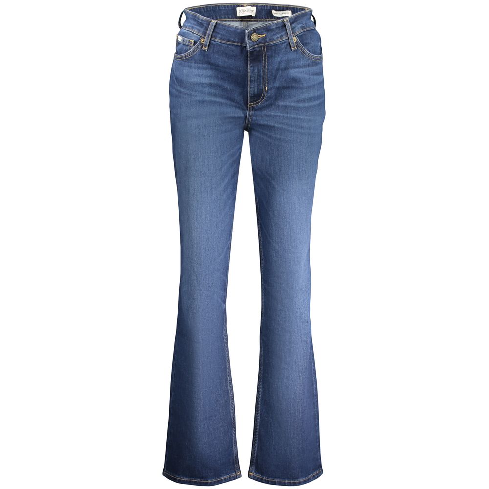 Jeans by Guess Jeans for women in stretch denim cotton blue features a refined silhouette with a refined flared, defined by a and a refined long for a refined finish.