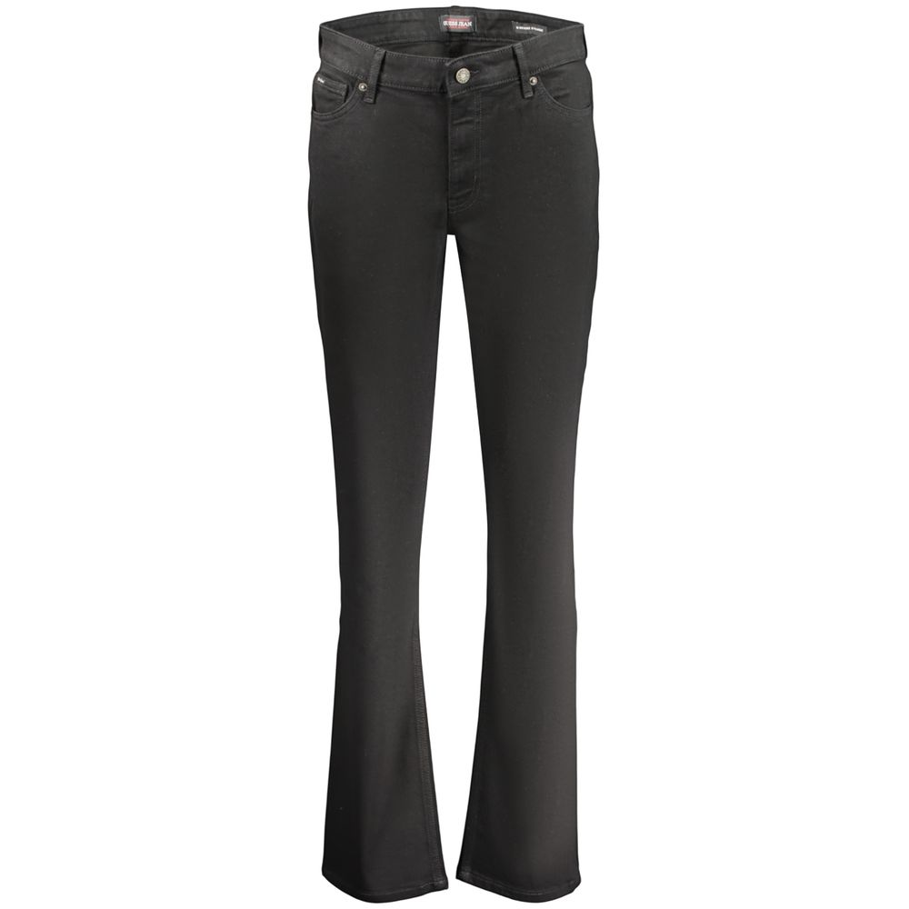 Jeans by Guess Jeans for women in stretch denim cotton black features a refined silhouette with a refined flared, defined by a and a refined long for a refined finish.