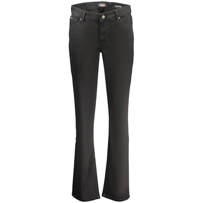 Jeans by Guess Jeans for women in stretch denim cotton black features a refined silhouette with a refined flared, defined by a and a refined long for a refined finish.