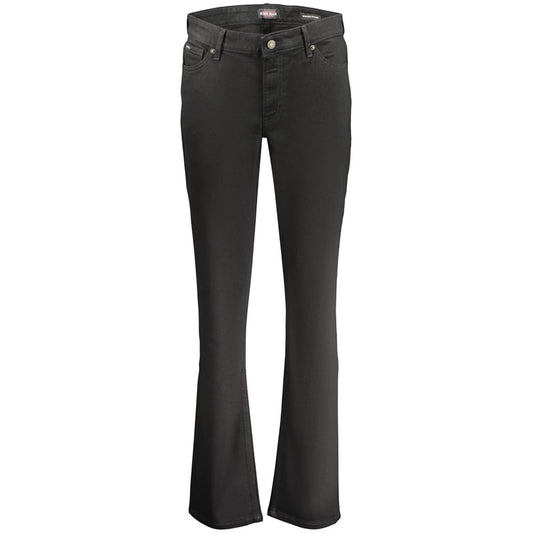 Jeans by Guess Jeans for women in stretch denim cotton black features a refined silhouette with a refined flared, defined by a and a refined long for a refined finish.
