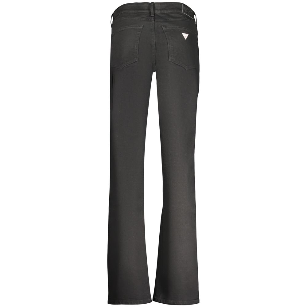 Jeans by Guess Jeans for women in stretch denim cotton black features a polished silhouette with a polished flared, reaching a polished long and finished with a polished .