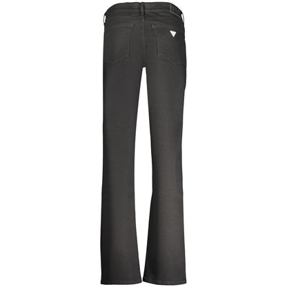 Jeans by Guess Jeans for women in stretch denim cotton black features a polished silhouette with a polished flared, reaching a polished long and finished with a polished .