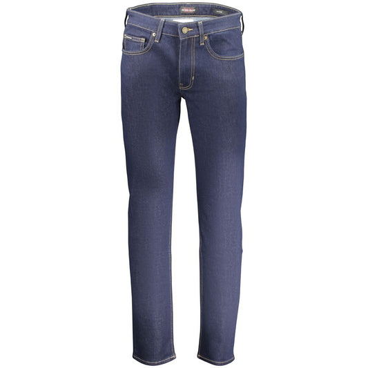 Jeans by Guess Jeans for men in stretch denim cotton blue features an sartorial slim and long with a cut for a sartorial finish.
