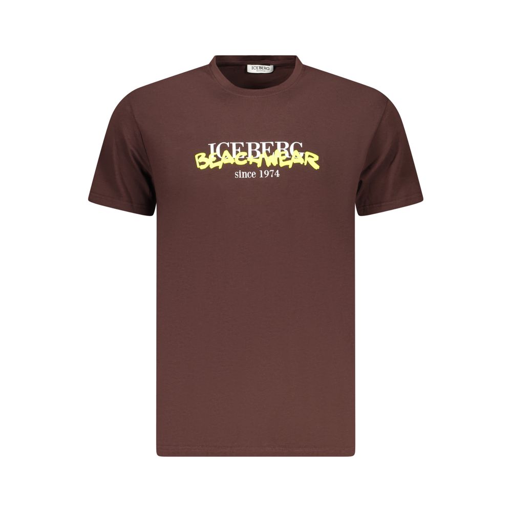 T-Shirt by Iceberg for men in stretch cotton brown & print features an on trend silhouette, perfectly showcasing a on trend and crew neckline for an elevated aesthetic.