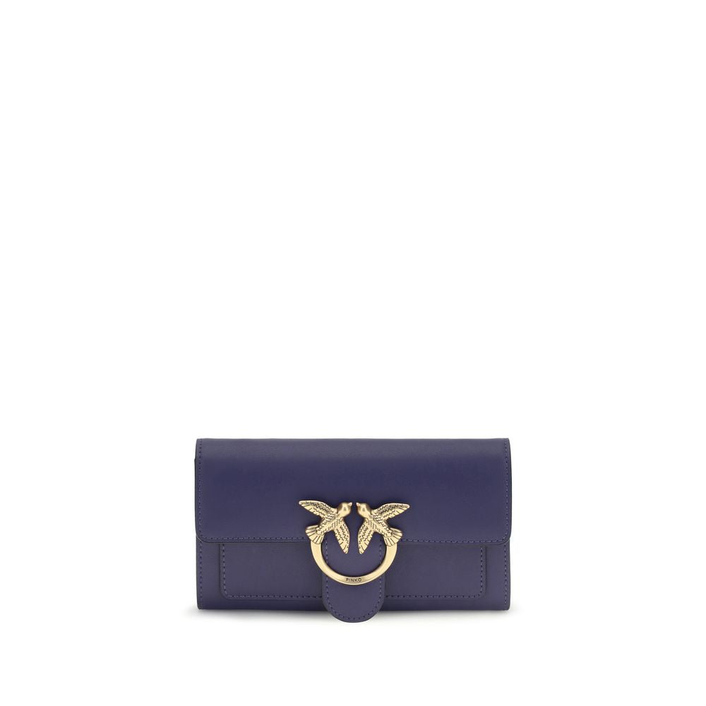 Cardholder Wallet by PINKO for women in bos taurus calf leather blue, signature & monogram showcases a discerning silhouette, artfully capturing the essence of Love Birds One Bos Taurus Calf Leather Cardholder Wallet with its functional card-organization coin-purse.