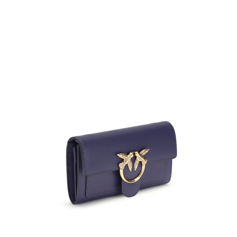 Cardholder Wallet by PINKO for women in bos taurus calf leather blue, signature & monogram showcases a refined silhouette, artfully capturing the essence of the refined Love Birds One Bos Taurus Calf Leather Cardholder Wallet design with functional card-organization coin-purse.