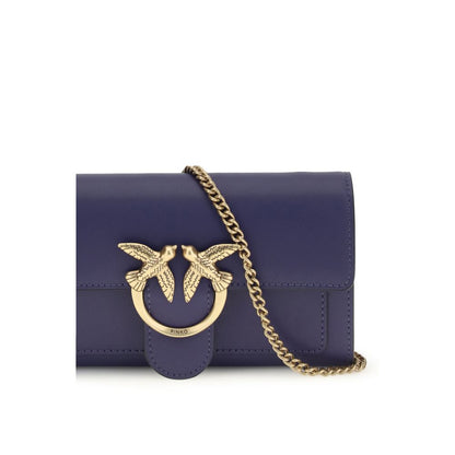 Cardholder Wallet by PINKO for women in bos taurus calf leather blue, signature & monogram showcases a refined silhouette, artfully detailed with the signature style of the Love Birds One Bos Taurus Calf Leather Cardholder Wallet and functional card-organization coin-purse.