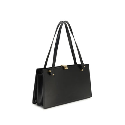 Small Shoulder Bag by Versace for women in bos taurus calf leather black showcases a enviable silhouette, artfully detailed with a secure magnetic, organized built-in-compartments & internal-pockets, and versatile shoulder-strap & handle for a enviable look.