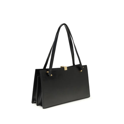 Small Shoulder Bag by Versace for women in bos taurus calf leather black features a enviable silhouette, showcasing a secure magnetic, ample built-in-compartments & internal-pockets, and enviable shoulder-strap & handle for a enviable finish.