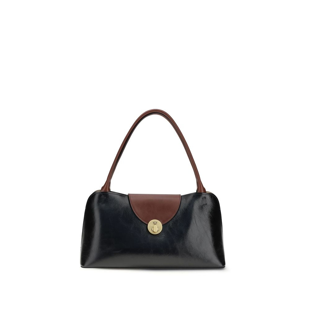 Medium Shoulder Flap Bag by Versace for women in bos taurus calf leather black features a effortless chic silhouette with a secure snap & flap, ample built-in-compartments, and versatile shoulder-strap & handle for a effortless chic finish.