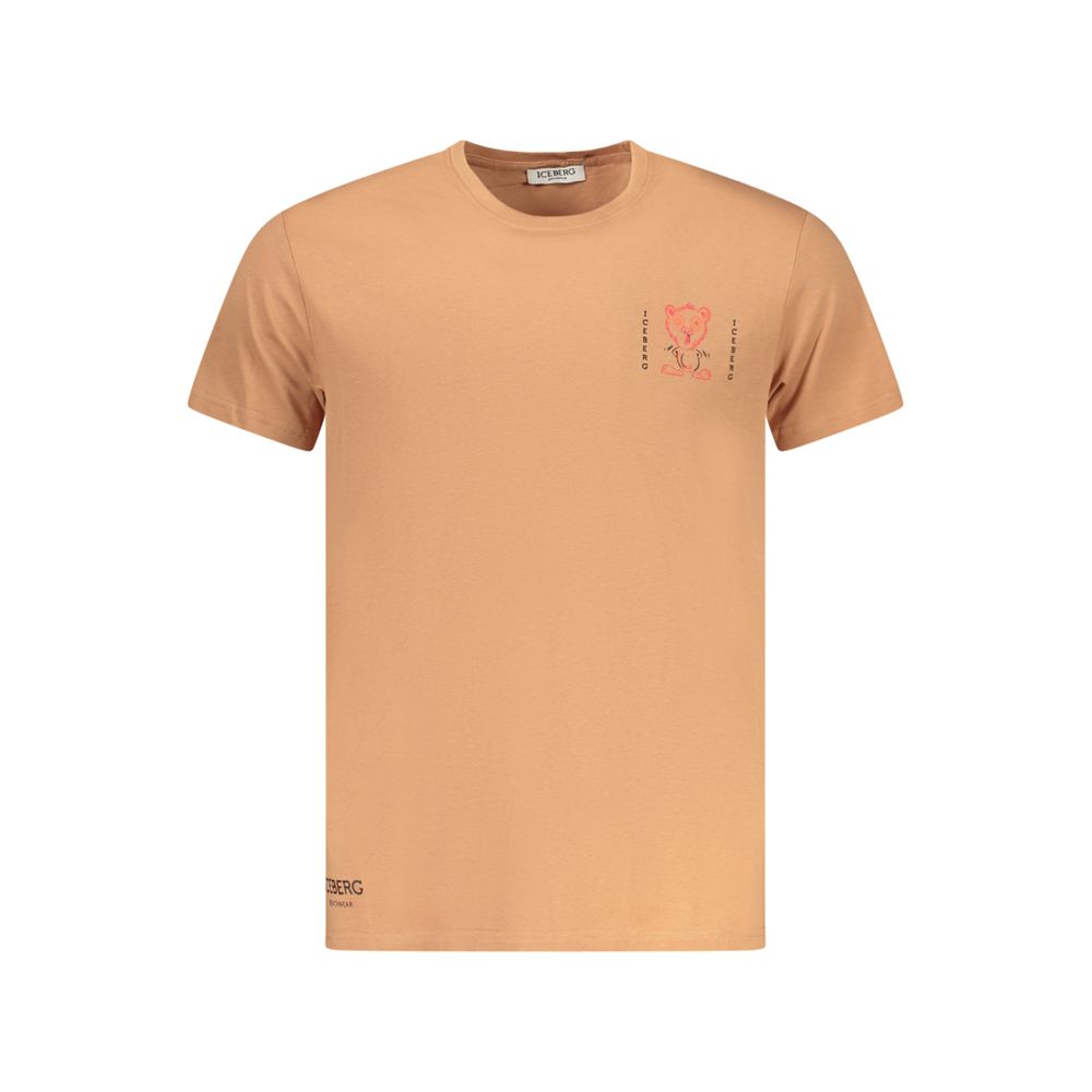 T-Shirt by Iceberg for men in cotton brown & print showcases a fashionable silhouette, elegantly detailed with a fashionable and crew neckline for a sophisticated, high-fashion look.