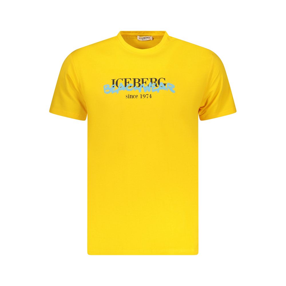 T-Shirt by Iceberg for men in cotton yellow & print showcases a dramatic silhouette, elegantly detailed with a dramatic crew neckline and for a truly dramatic finish.