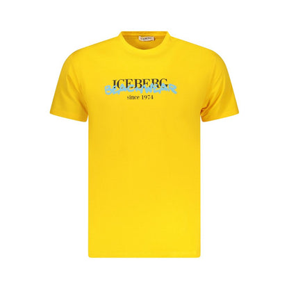 T-Shirt by Iceberg for men in cotton yellow & print showcases a dramatic silhouette, elegantly detailed with a dramatic crew neckline and for a truly dramatic finish.