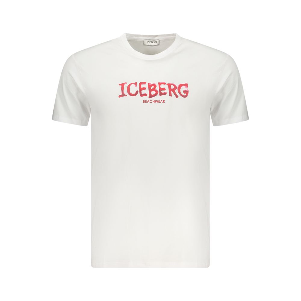 T-Shirt by Iceberg for men in cotton white & print features an on trend silhouette, perfectly showcasing a on trend and crew neckline for an elevated aesthetic.