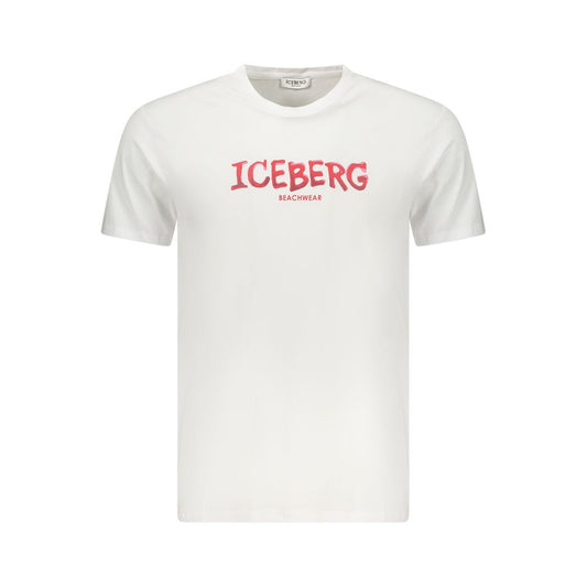 T-Shirt by Iceberg for men in stretch cotton white & print showcases a unassuming silhouette, artfully detailed with a refined and unassuming for a sophisticated, contemporary look.