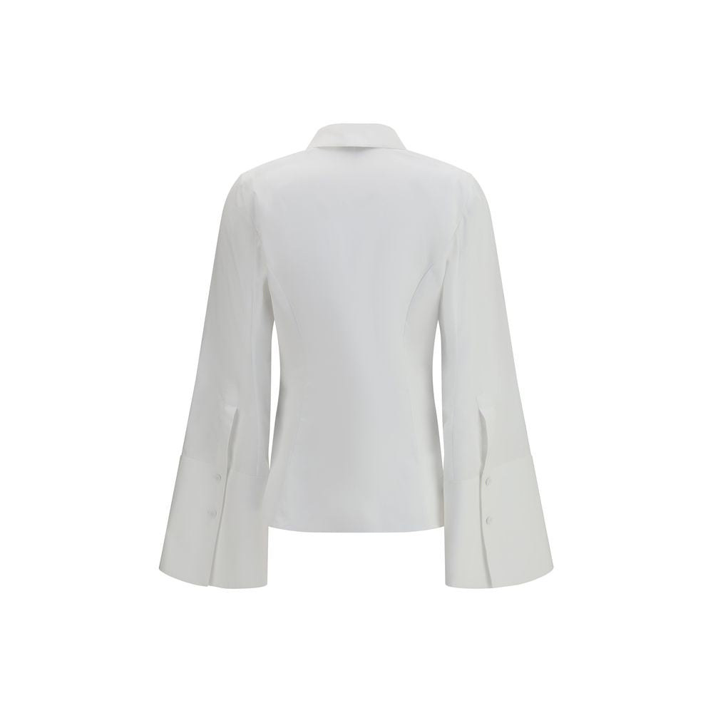 Dress Shirt by Gabriela Hearst for women in cotton white features an architectural silhouette with a refined and elegant for a architectural look.