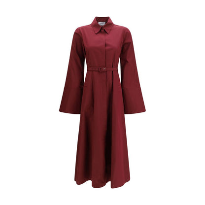 Dress by Gabriela Hearst for women in cotton bordeaux features a dramatic silhouette, showcasing an elegant and long-sleeve that flows into a dramatic maxi long.