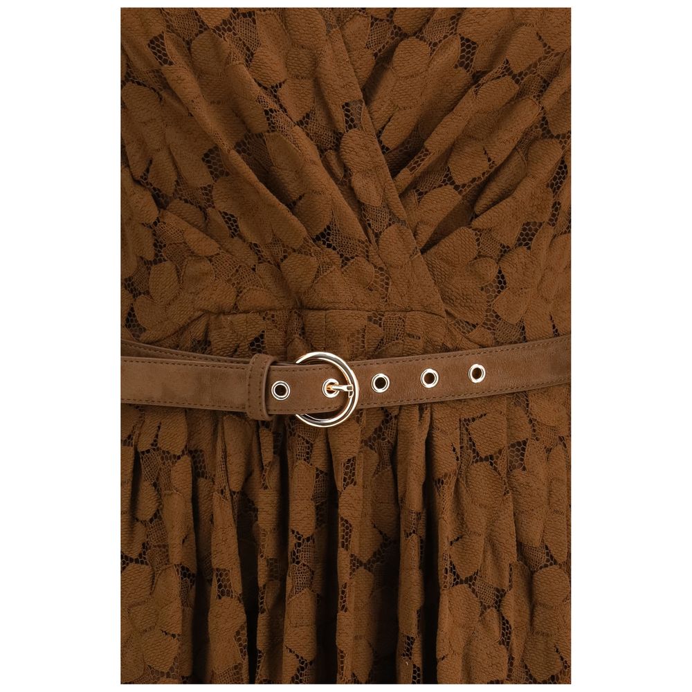 Dress by Max Mara for women in polyamide cotton brown & patterned features an sultry silhouette defined by a and , falling to an sultry midi for a sultry look.
