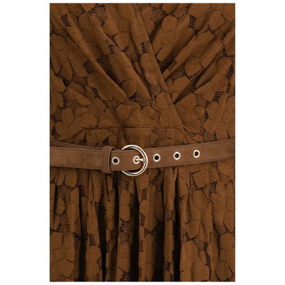 Dress by Max Mara for women in polyamide cotton brown & patterned features an sultry silhouette defined by a and , falling to an sultry midi for a sultry look.