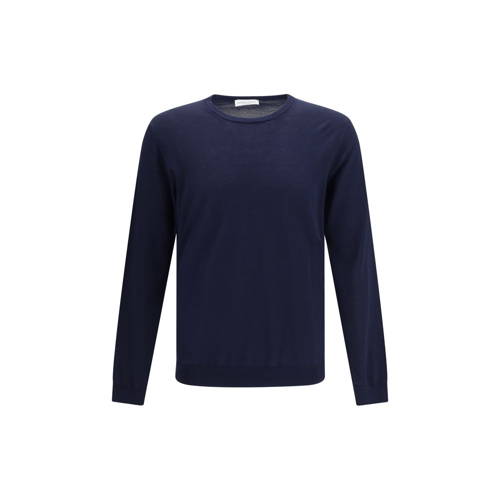 Sweatshirt by Roberto Collina for men in cotton blue & natural showcases a slouchy chic silhouette, artfully detailed with a slouchy chic crew neckline and long-sleeve for a slouchy chic finish.