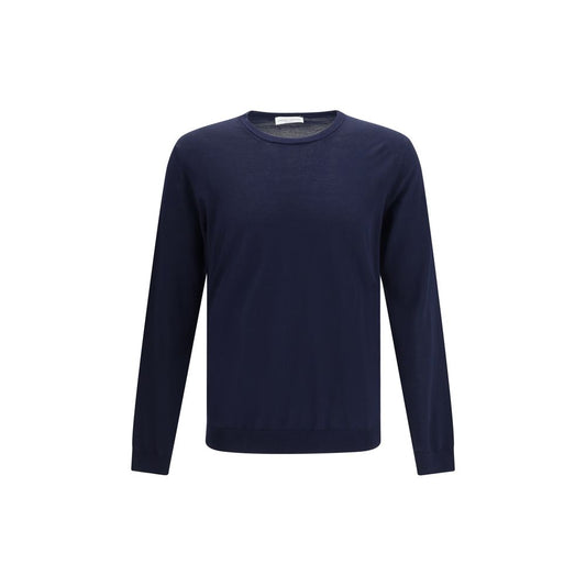 Sweatshirt by Roberto Collina for men in cotton blue & natural showcases a slouchy chic silhouette, artfully detailed with a slouchy chic crew neckline and long-sleeve for a slouchy chic finish.