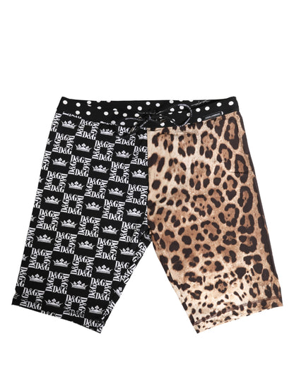 Dolce & Gabbana Men's Stretch Nylon Activewear Shorts - Multicolor Patterned