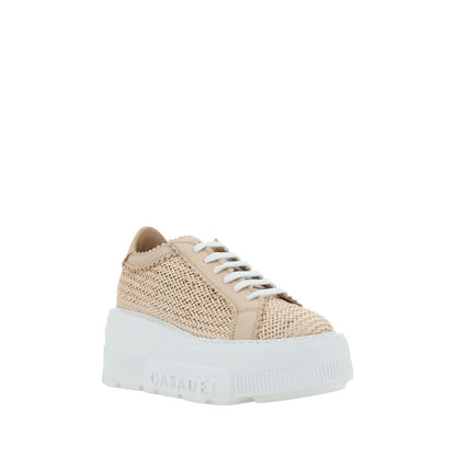 Sneakers by Casadei for women in faux leather beige & monogram features a chic design, perfectly showcasing the chic chunky style of this Nexus Women's Chunky Faux Leather Sneakers.